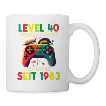 1983 Level 40 Jahre Gaming 40er 40 Geburtstag - Tasse - Weiß - Rechts
