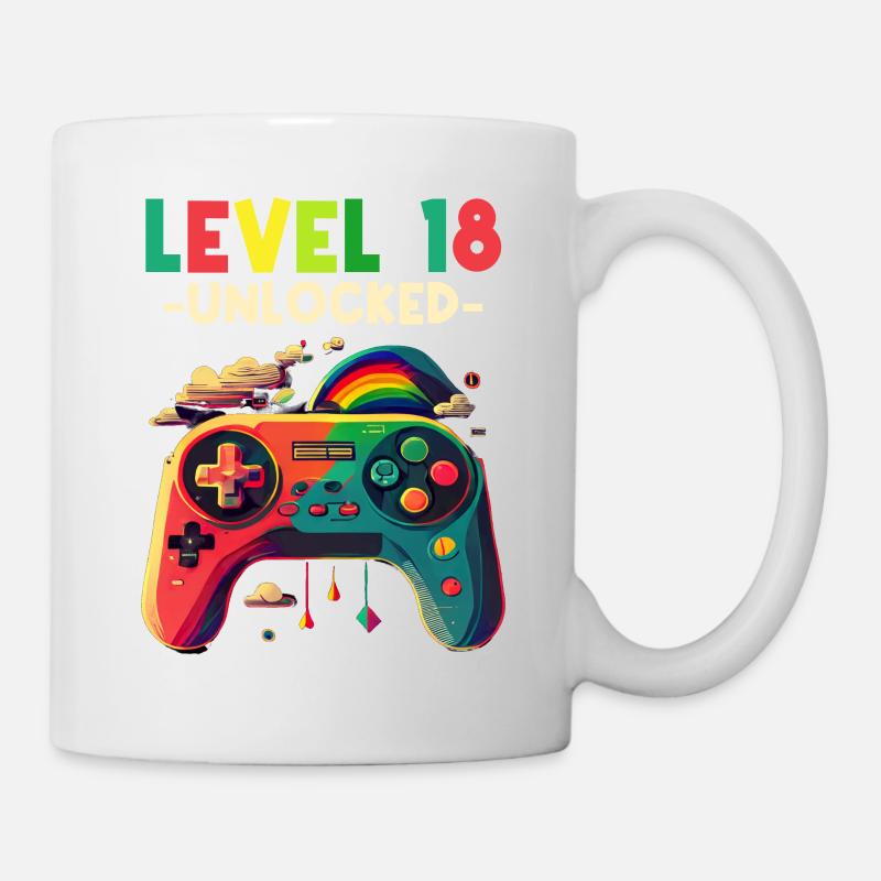 Niveau 18 ans Gaming 18er 18 Anniversaire - Mug blanc - blanc