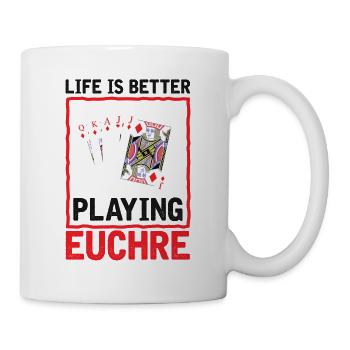 La vie mieux jouer Euchre - Carte de joueur Euchre - Mug blanc - blanc - Droite