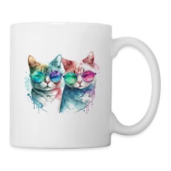 Des chats cool avec des lunettes de soleil pour la Saint-Valentin - Mug blanc - blanc - Droite