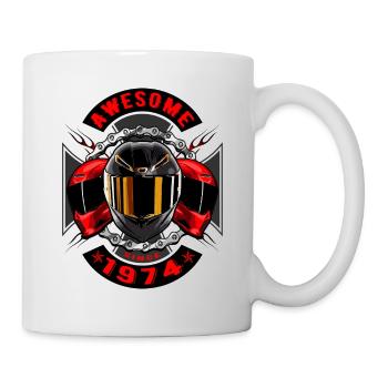 Awesome since 1974, Biker Geburtstag - Tasse - Weiß - Rechts