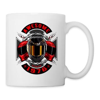 Awesome since 1976, Biker Geburtstag - Tasse - Weiß - Rechts