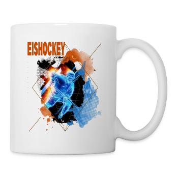 Eishockey Spieler Eishockeyspieler Neon Bunt - Tasse - Weiß - Rechts