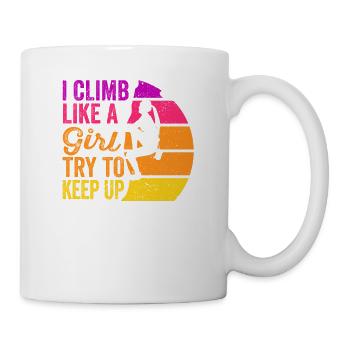 I climb like a girl climbing shirt - Mug - white - Right