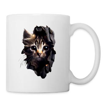 Katzen Motiv Kunst Cat Design Hauskatze Miau Katze - Tasse - Weiß - Rechts
