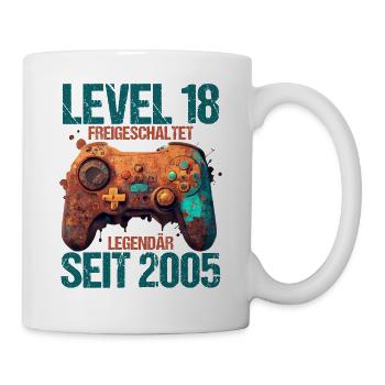 2005 Level 18 Jahre Gaming 18er 18 Geburtstag - Tasse - Weiß - Rechts