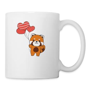 Roter Panda zum Valentinstag süße Tiere mit Herzen - Tasse - Weiß - Rechts