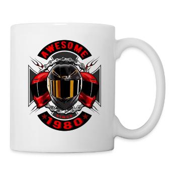 Awesome since 1980, Biker Geburtstag - Tasse - Weiß - Rechts