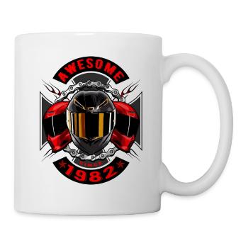 Awesome since 1982, Biker Geburtstag - Tasse - Weiß - Rechts