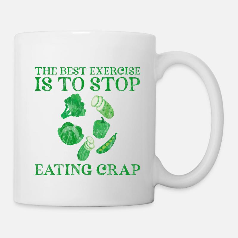 Le meilleur exercice est d’arrêter de manger de la merde 3 - Mug blanc - blanc