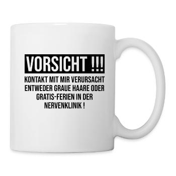 Vorsicht Kontakt - Tasse - Weiß - Rechts