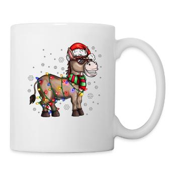 Christmas Esel mit Weihnachtsmütze im Schnee - Tasse - Weiß - Rechts