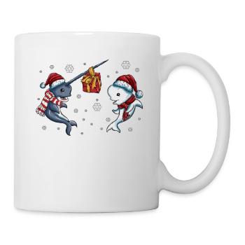 Beluga Wal Narwal Horn Geschenk Weihnachten Outfit - Tasse - Weiß - Rechts