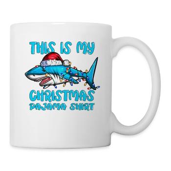Cadeau de Noël Requin Chapeau de Noël Costume - Mug blanc - blanc - Droite