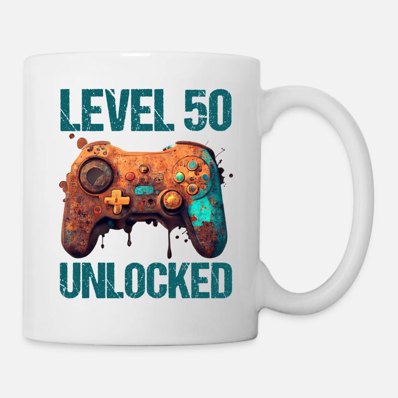 Niveau 50 ans Gaming 50s 50 Anniversaire - Mug blanc - blanc