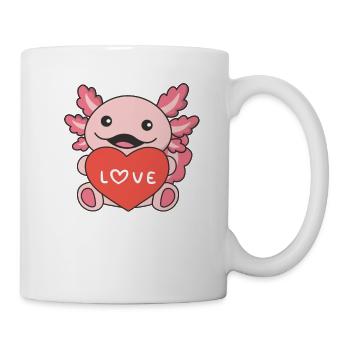 Axolotl zum Valentinstag süße Tiere mit Herzen - Tasse - Weiß - Rechts