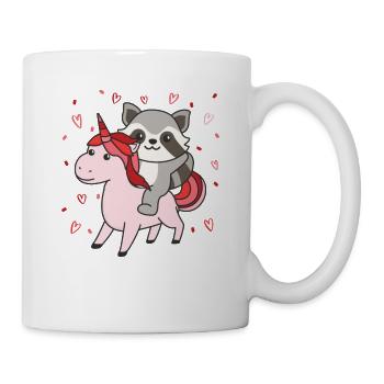 Raccoon with Unicorn Hearts Favorite Animal Heart - Mug - white - Right