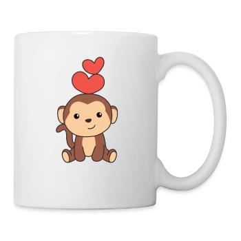 Monkey for Valentine's Day cute animals with hearts - Mug - white - Right
