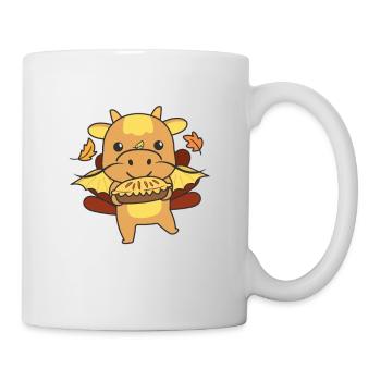 thanksgiving day outfits Truthahn Drache mit Pie - Tasse - Weiß - Rechts