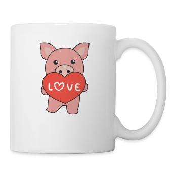 Cochon pour la Saint-Valentin animaux mignons avec des cœurs - Mug blanc - blanc - Droite