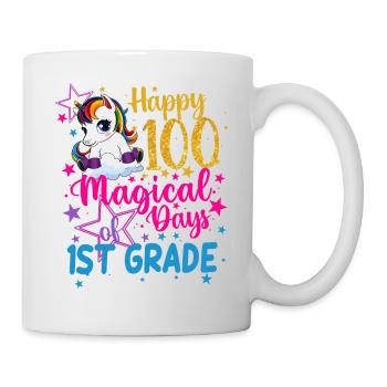 Einhorn glückliche 100 magische Tage der 1. Klasse - Tasse - Weiß - Rechts