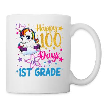 Süßes Einhorn Glückliche 100 Tage der 1. Klasse - Tasse - Weiß - Rechts