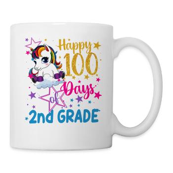 Süßes Einhorn Glückliche 100 Tage der 2. Klasse - Tasse - Weiß - Rechts