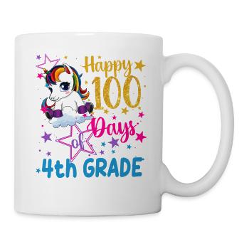 Süßes Einhorn Glückliche 100 Tage der 4. Klasse - Tasse - Weiß - Rechts