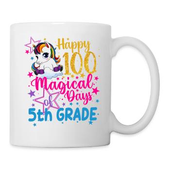 Einhorn glückliche 100 magische Tage der 5. Klasse - Tasse - Weiß - Rechts