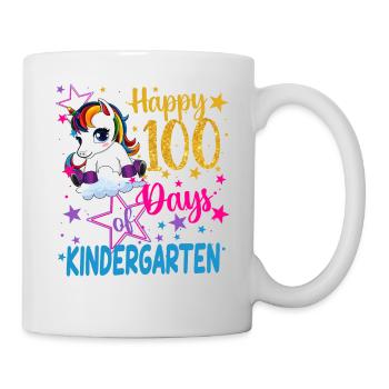 Süßes Einhorn Happy 100 Days of Kinder - Tasse - Weiß - Rechts