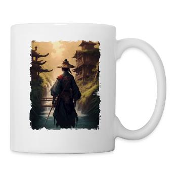 Samurai Japanese Temple Waterfall - Mug - white - Right