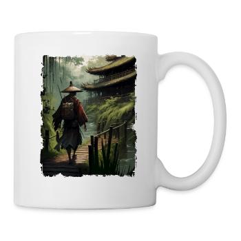 Samurai Japanese Temple Bridge River - Mug - white - Right
