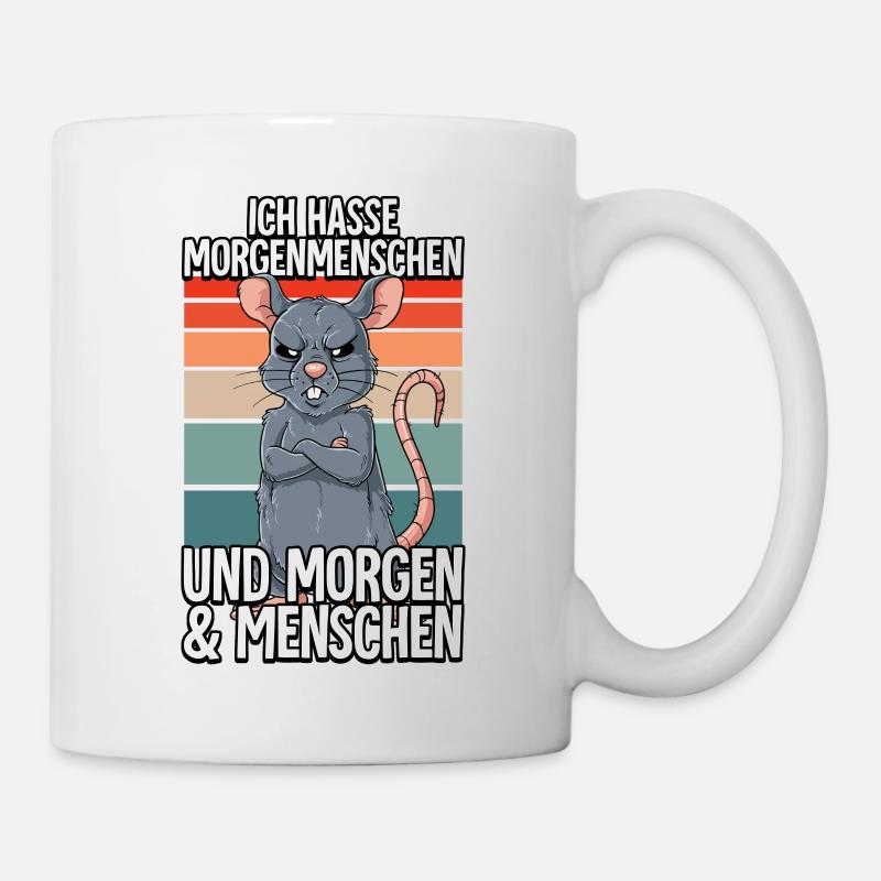 Ich Hasse Morgenmenschen Ratte - Tasse - Weiß