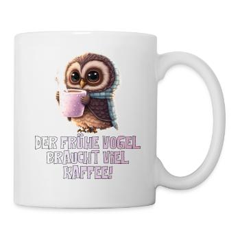 Der frühe Vogel braucht viel Kaffee Süße Eule - Tasse - Weiß - Rechts