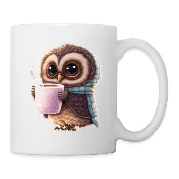 Süße Kaffee Eule, nachtaktive Eule, die Kaffee lie - Tasse - Weiß - Rechts