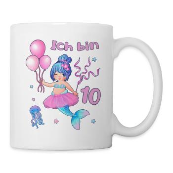 Meerjungfrau Ballerina Geburtstag Mädchen 10 Jahre - Tasse - Weiß - Rechts