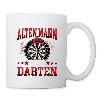 Alter Mann beim Darten Darts Dart Dartspieler 180 - Tasse - Weiß - Rechts