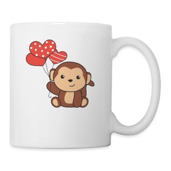 Affe zum Valentinstag süße Tiere mit Herzen - Tasse - Weiß - Rechts