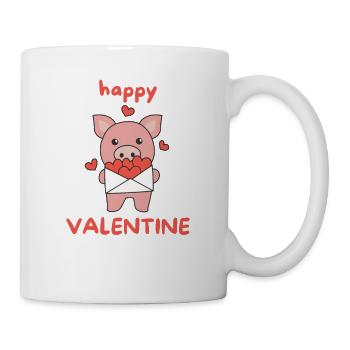 Cochon pour la Saint-Valentin animaux mignons avec des cœurs - Mug blanc - blanc - Droite