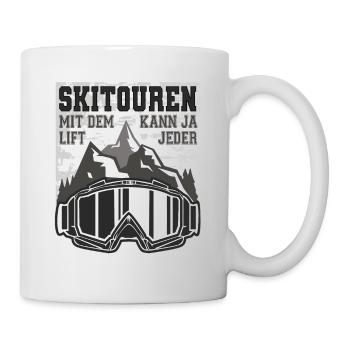 Mit Lift kann jeder Tourenski Skitouren - Tasse - Weiß - Rechts