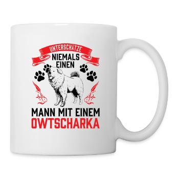 Mann mit Owtscharka Kaukasischer Owtscharka - Tasse - Weiß - Rechts