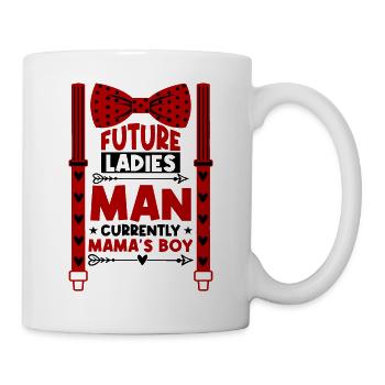 Hearts Bow Tie & Suspenders Valentines Day Boys - Mug - white - Right