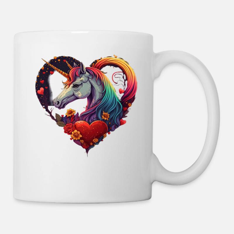 Licorne avec des cœurs - Mug blanc - blanc