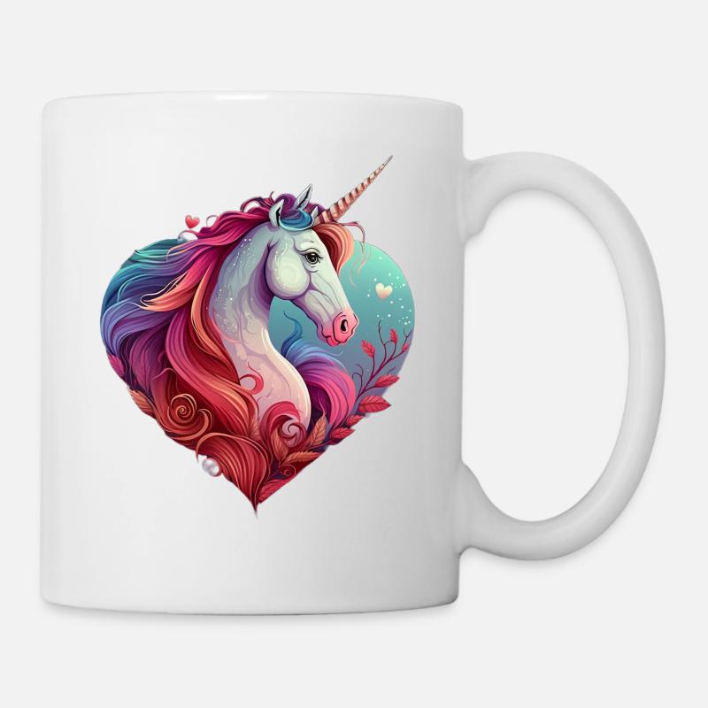 Cœur de licorne et fleurs - Mug blanc - blanc