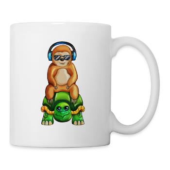 Musique de tortue et de paresseux écouter de la musique - Mug blanc - blanc - Droite