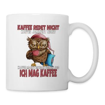 Eule Kaffee Morgenmuffel Langschläfer Frühstück - Tasse - Weiß - Rechts