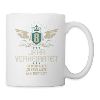8 Jahr verheiratet weiß alles 8.Hochzeitstag - Tasse - Weiß - Rechts