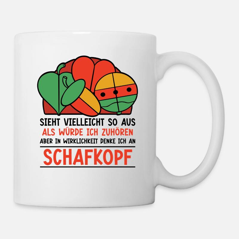 in Wirklichkeit denke ich an Doppelkopf - Tasse - Weiß