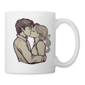 Cute couple kiss - Mug - white - Right