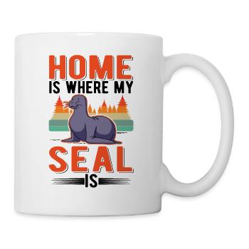 Zuhause ist wo meine Robbe ist Seehund Seelöwe - Tasse - Weiß - Rechts